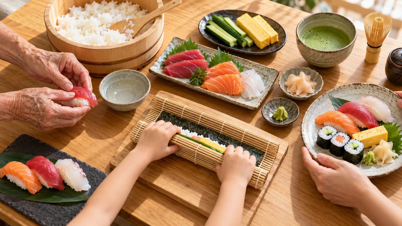 Sushi-Kurs mit Großeltern in Tokio