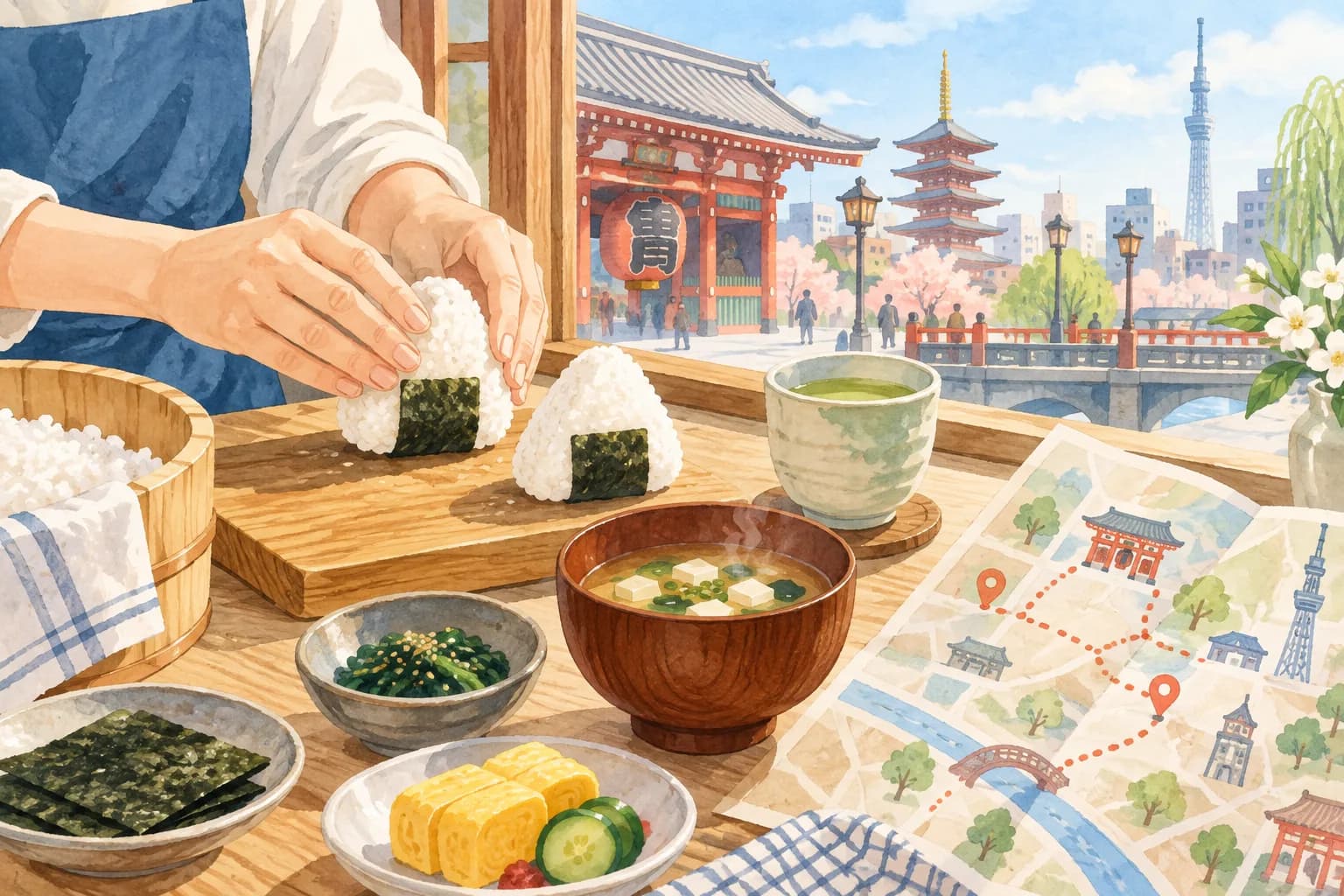Corso di onigiri e mattina ad Asakusa